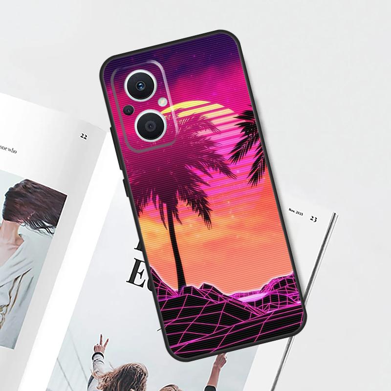80s Retrowave Neon Palms Tree Funda For OPPO Reno 10 Pro 8 4 5 6 7 Lite 8T 4Z 5Z OPPO Find X5 Pro X3 X2 Neo X6 Pro Case