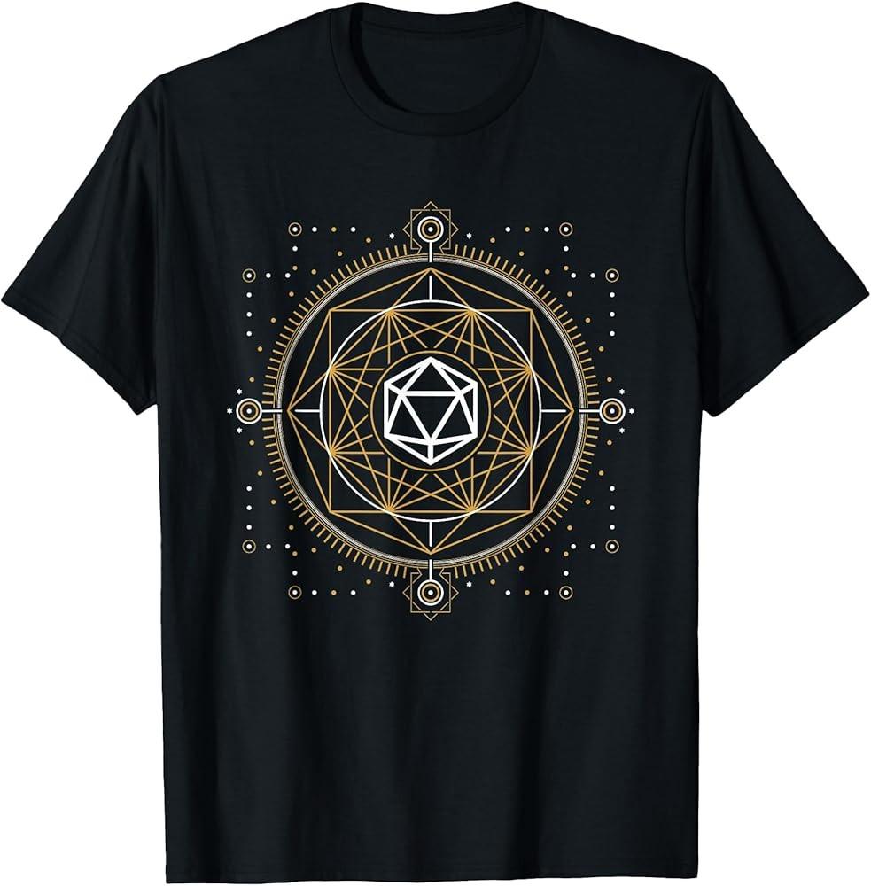 Geometric Minimalist Polyhedral D20 Dice Set Geeky TShirt TShirt Unisex T-Shirt S