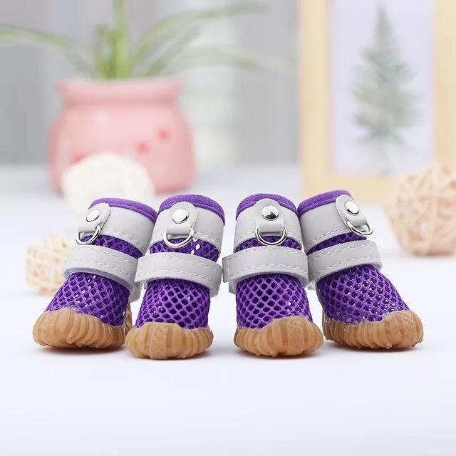 Summer Dog Rain Shoes Breathable Mesh for Small Dogs Cats Anti-Slip Chihuahua York Teddy Pomeranian Boots Sandals Puppy Shoes