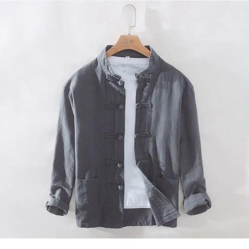 Camisas informales de estilo chino para hombre, camisa tradicional de Kung Fu y Tai Chi, abrigo, traje Tang, chaqueta de uniforme, ropa para hombre