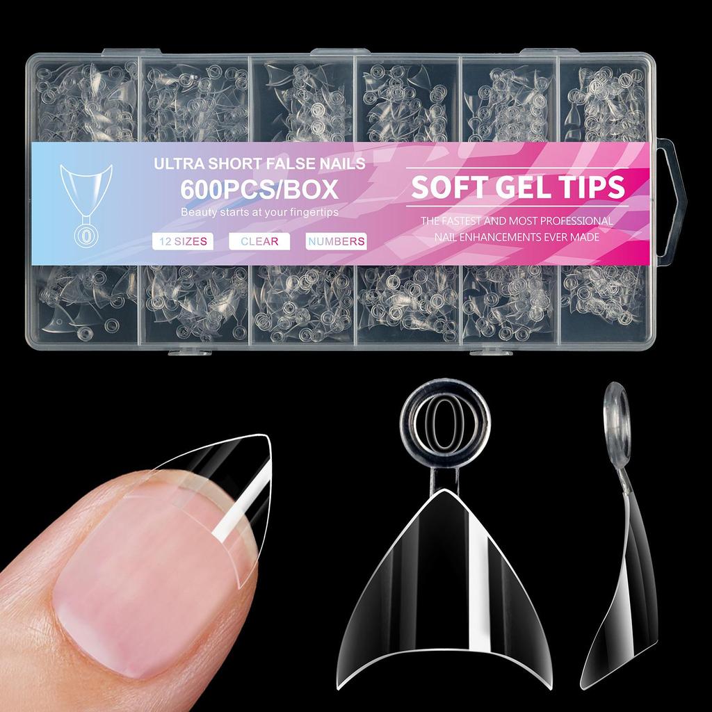 Art des Ongles Tampons pour Ongles Ultra-Courts Sans Gravure et Sans Marqueurs Doigt Faux Mat Européen et Américain 600 Pièces Tampons pour Ongles