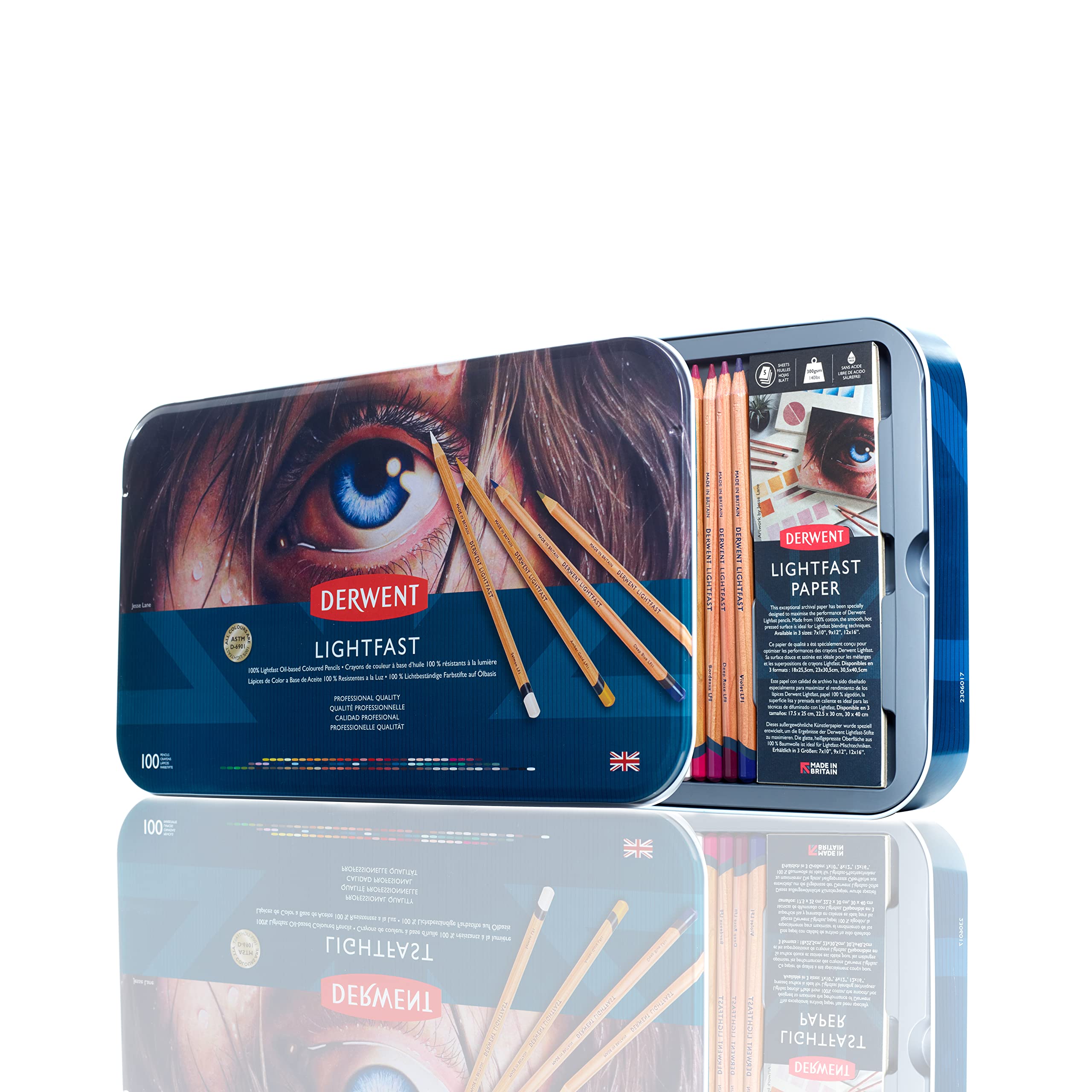 

Derwent Lightfast Colored Pencils, 100-Color Set, Metal Case, 2306017, 100% Lightfast, Oil-Based