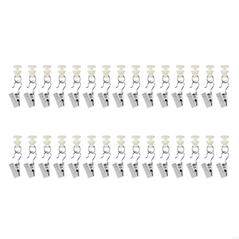 62KD 60Pack Metal Curtain Rails Hooks Gliders for Shower Curtain Home Decors for Curtain Track Rails for Home Offices Use