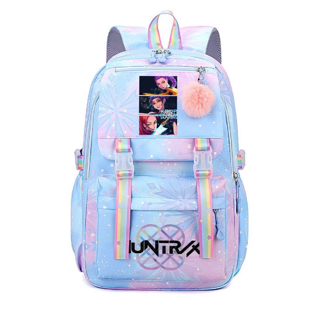 Girls Kpop Hunters Rumi Zoey Mira Printed Backpack Student School Travel Large Capacity Bag
