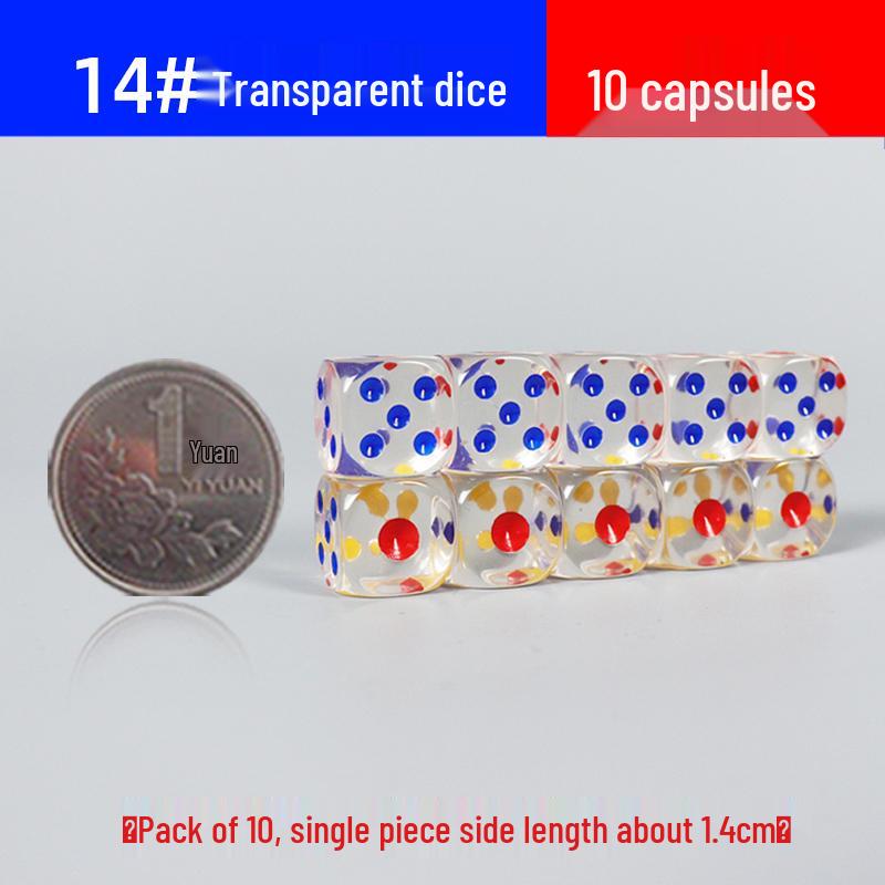 30mm Large Transparent Crystal Dice with Colored Pips for KTV, Bar, or Mahjong