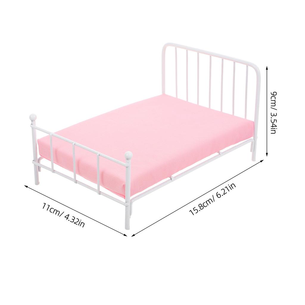 Detailed 1:12 Scale Miniature Single Iron Bed with Mattress Perfect for Dollhouse Bedroom Layout Miniature Interior Decor Items