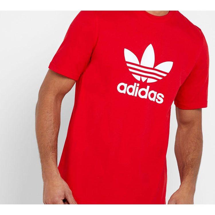 Adidas Originals Classic Big Logo Print Short Sleeve T-shirt Men Tops Red EJ9678