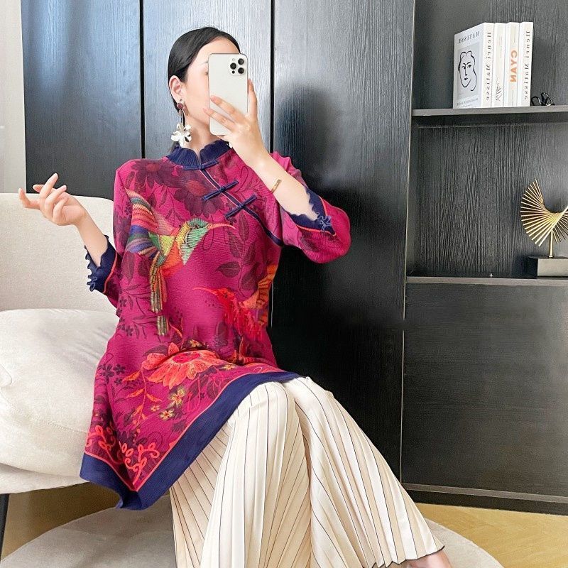 Frühlingsneues Retro-Faltenkleid für Damen, hochwertiges, stilvolles, elegantes, locker sitzendes, schlankmachendes Mama-Outfit