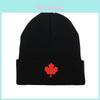 Embroidered Maple Leaf Knit Hat For Men Women Warm Winter Casual Headgear