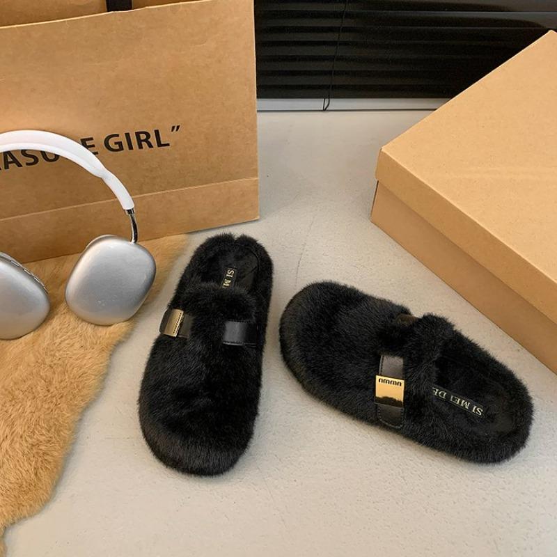 

Модные тапочки на платформе для женщин 2025 Новые осенне-зимние высококлассные хлопковые тапочки Baotou 40 чёрный