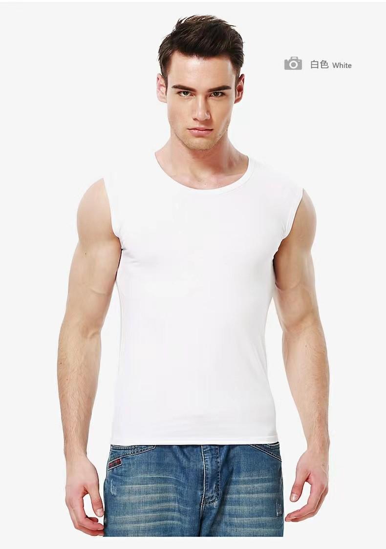 Men s Sports Wide Shoulder Breathable Tank Top Sleeveless Vest - Black & White Large