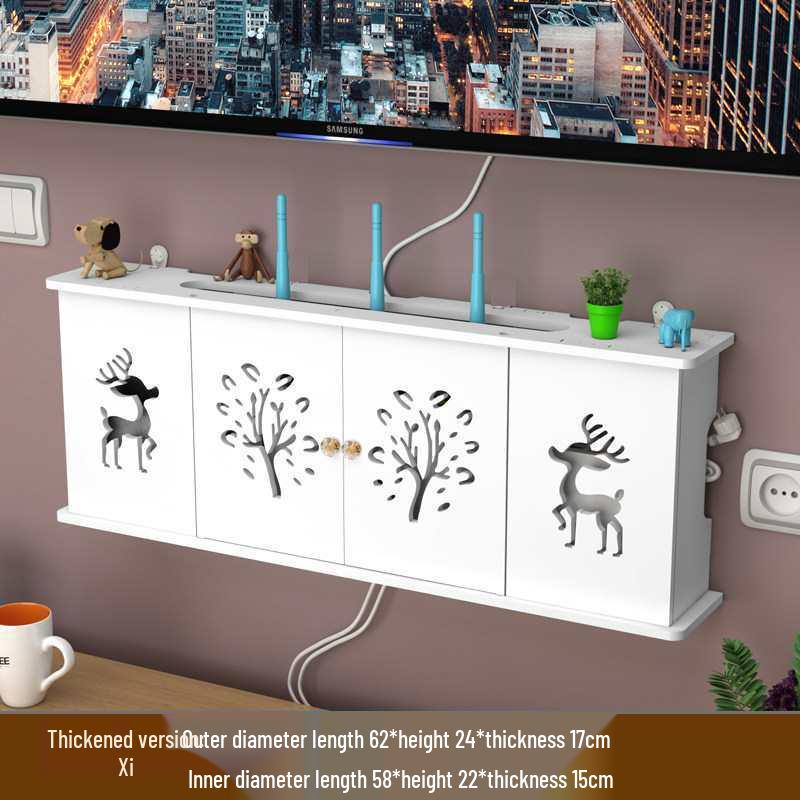 Wall-Mounted No-Drill WiFi Router and TV Set-Top Box Shelf for Living Room/Bedroom
