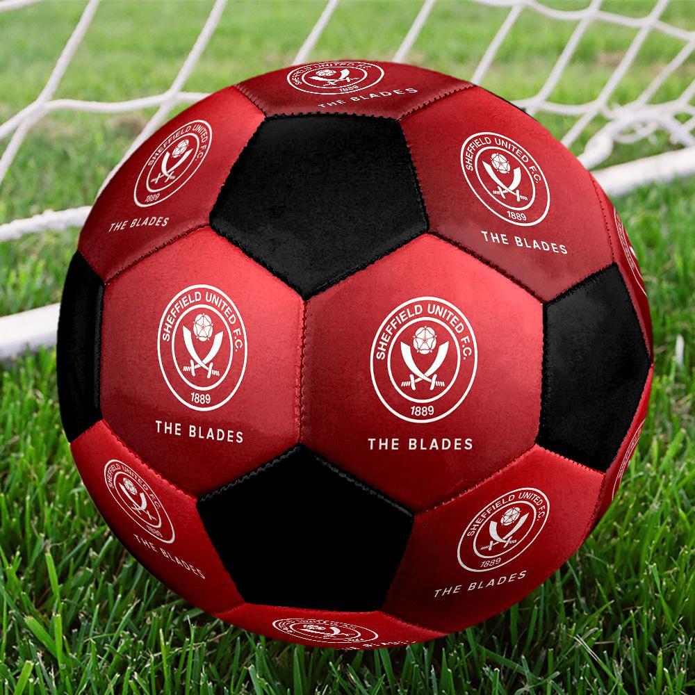 Sheffield United F.C. Pallone da Calcio Colorato Per Tutte le Età Cucito a Macchina PVC Pronto per la Competizione Resistente Ad Alto Rimbalzo.TAGLIA5