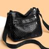 Soft Leather Multi Compartment Woven Shoulder Crossbody Bag