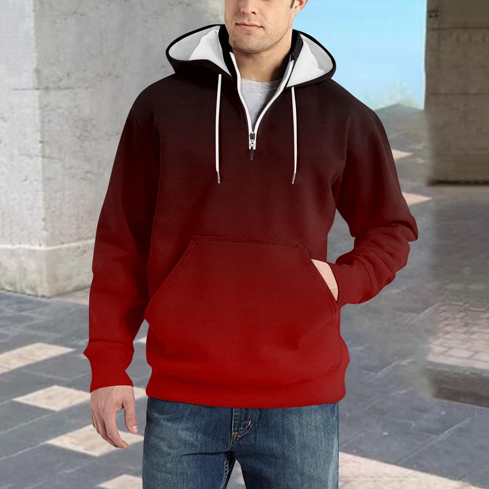 

Весенне-осенняя мужская толстовка с воротником-стойкой на открытом воздухе, повседневные свитера, топы M винный