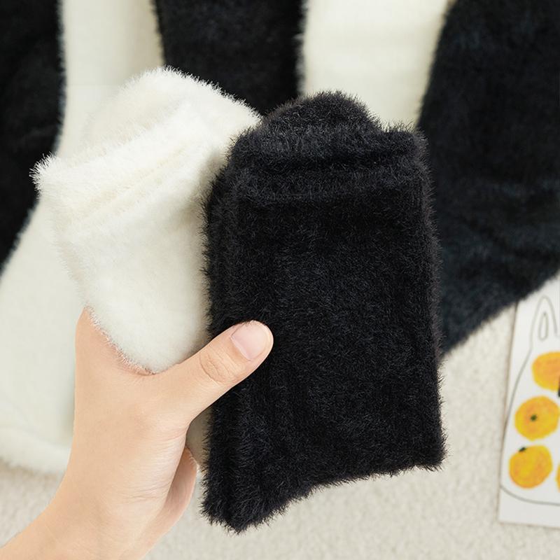 Unisex Schwarze Winter Samt Schlaf Socken Zuhause Verdicken Warm Weiß Weiche Faux Nerz Socken Herbst 1 Paar