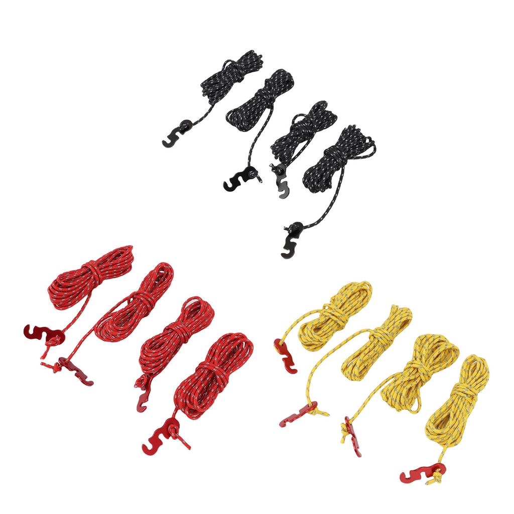 4Pcs Outdoor Camping Rope 9.8ft Nylon Wind Proof Reflective Strip Adjustable Length Tent Cord Tie Do