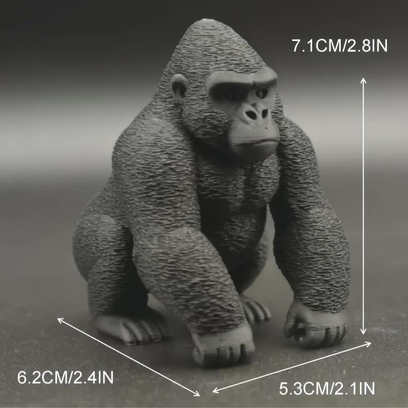 3D Printed Silver Backed Gorilla Statue, Realistic Chimpanzee Ornament, Used for Desktop, Office, and Holiday Home Decoration