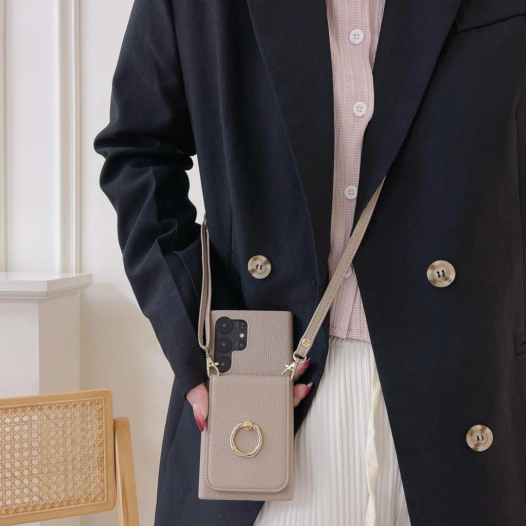 Ring Crossboby with Card Holder Phone Case for Samsung Galaxy S25 S24 S22 Ultra Plus S23 FEA25 A35 A55 A24 A34 A54 Back Cover