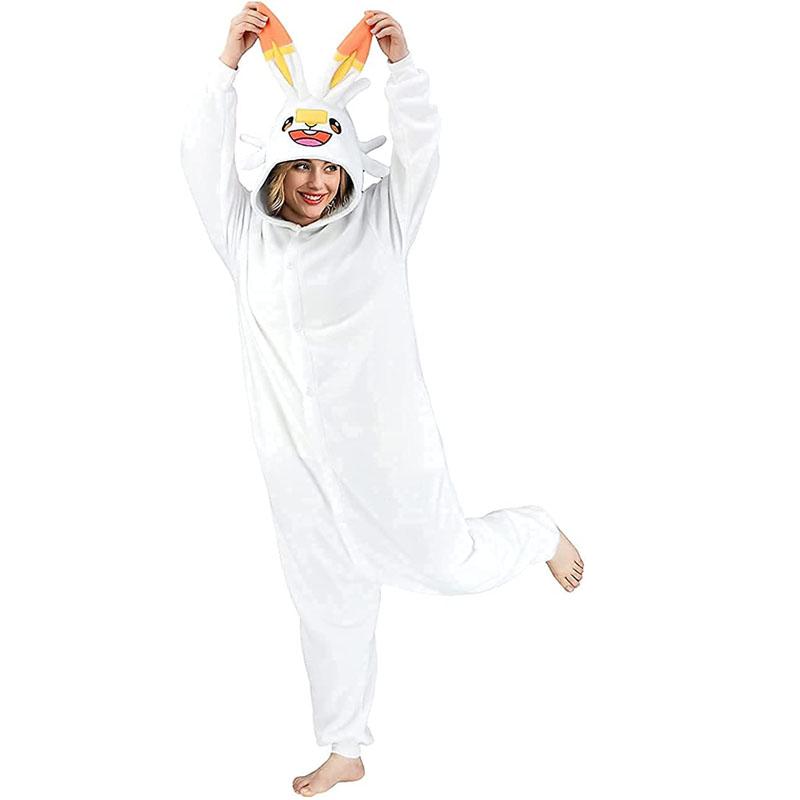 Scorbunny Cosplay Costume Anime Kigurumi One-Piece Pajamas Winter Homewear