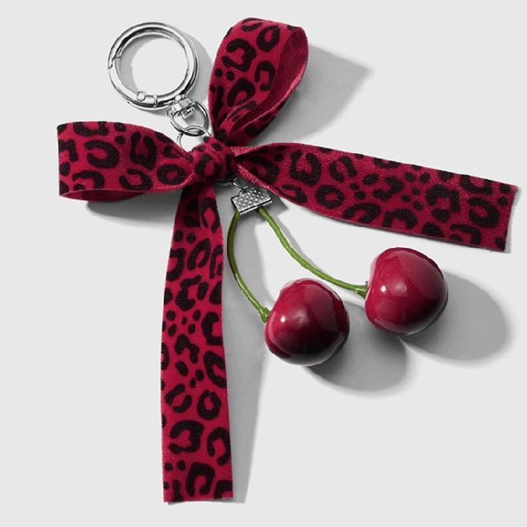 Multipurpose Love Cherrys Bowknot Charm Portable Key Holder for Stylish Women Practical Bag Accessory for Daily Use