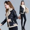 Winter Women's Leather Fashion Fur Coat Lamb Fur Coat Plus Velvet Thick Short Large Size Leather Coat
