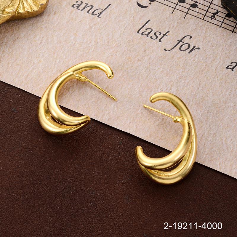 Elegante französische Retro Geometrische Metallohrringe mit Silberstift