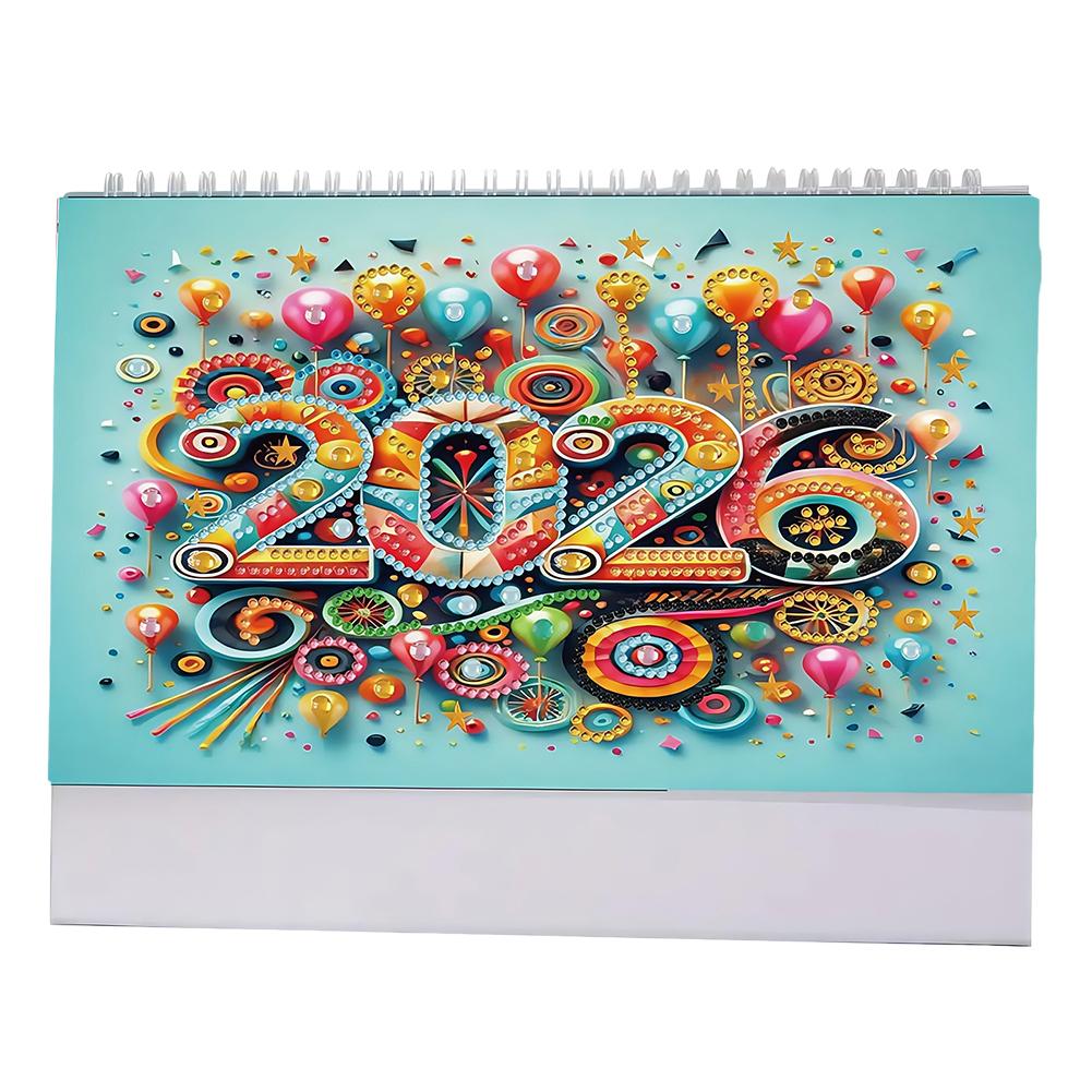 5D/DIY Calendar Shiny Rhinestones Decor Calendar Multi-Purpose Crystal Painting Desk Calendars Kit for Wedding Birthday Holiday