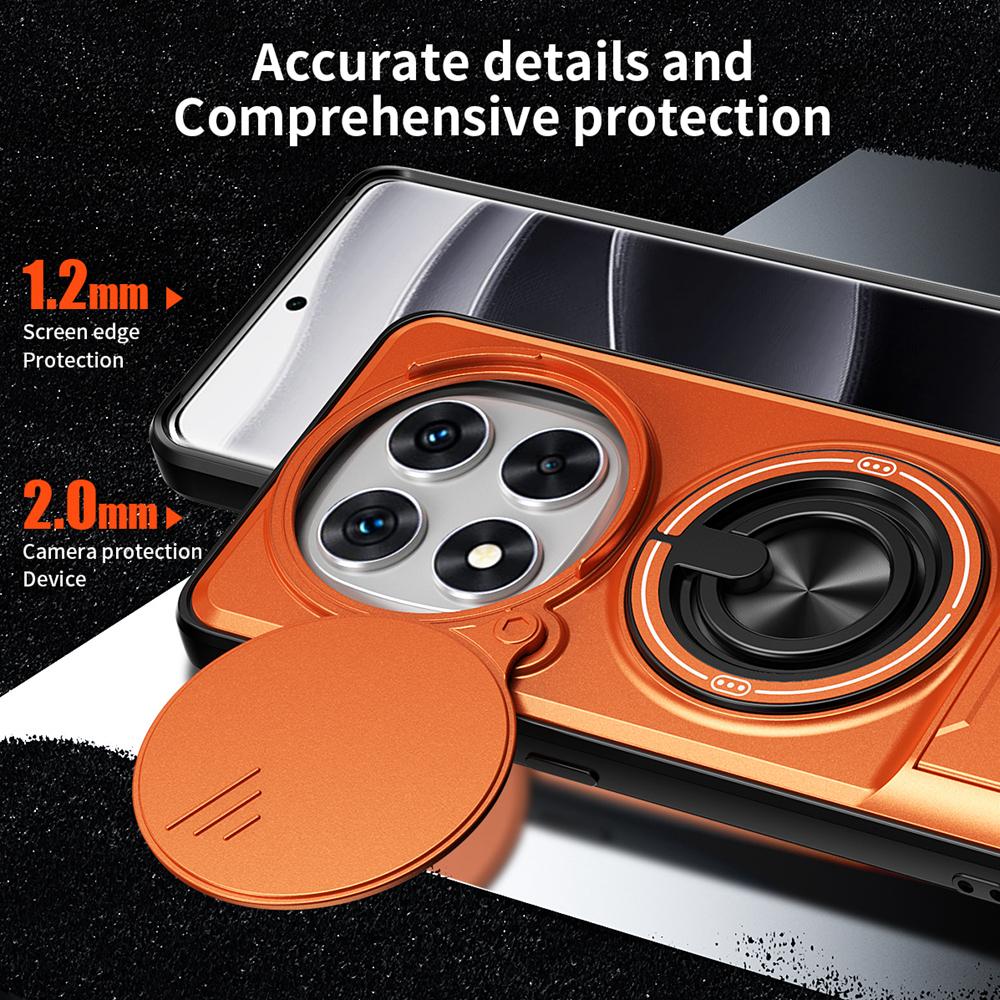 KEYSION Magnetic Phone Case for Redmi Note 14 Pro 4G 5G 14 Pro+5G Slide Camera Protection Upright Kickstand Ring Shockproof Cover for POCO X7