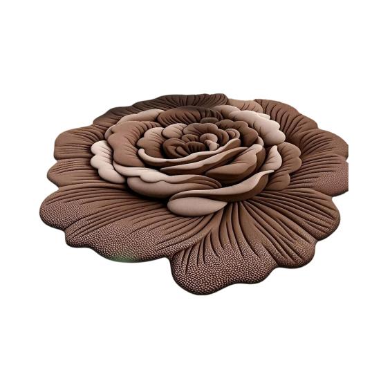 Yousheng Floor Mat Large Size Non-Slip Floral Plush Rug with 3D Visual Effect Easy Maintenance Floor Rug Living Room Bathroom Kitchen Decor