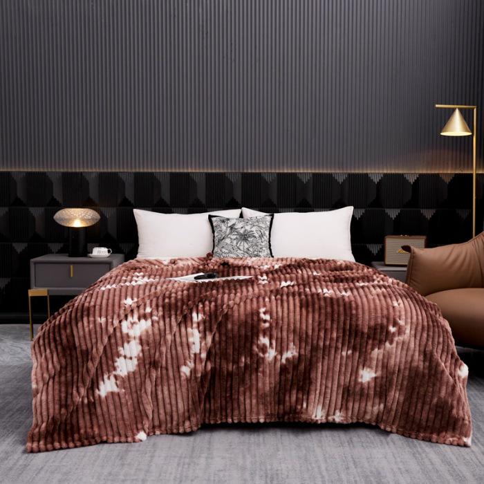 2025 Style Tie-Dye Imitation Rabbit Fur Plush Blanket