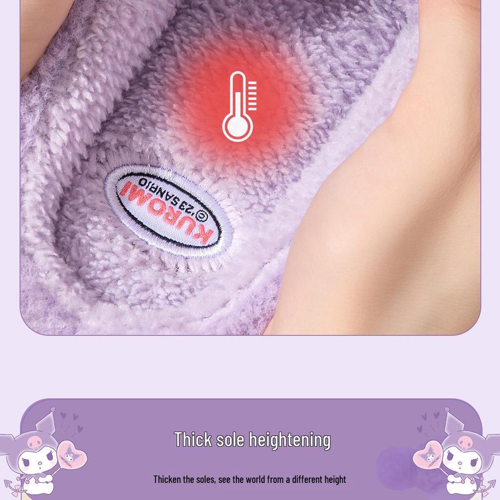 Útulné dámské nadýchané plyšové pantofle Cinnamoroll - Roztomá bavlněná zimní domácí obuv pro podzim a zimu 2025.