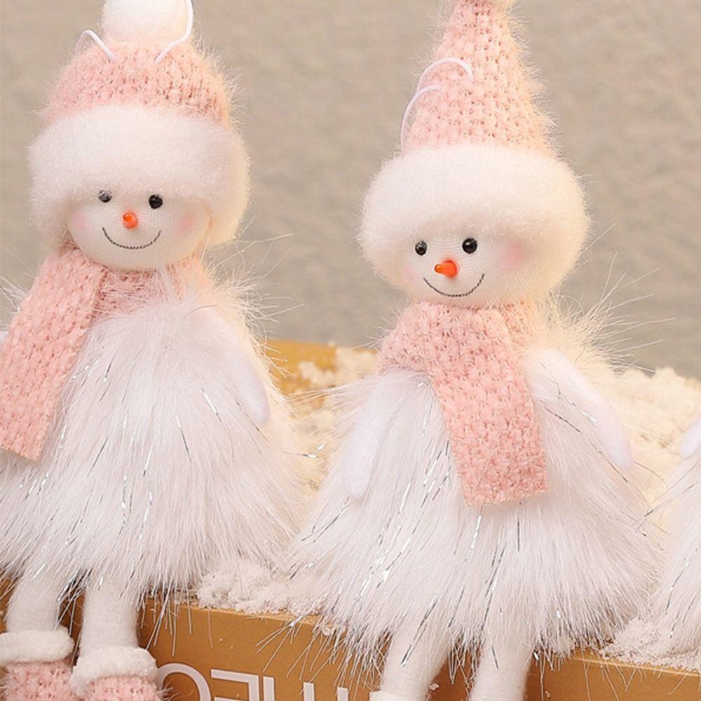 Creative Hanging Snowman Elegant Knit Hat Xmas Tree Hanging Pendant DIY Craft Pink White Snowman Ornaments Home Party Decor