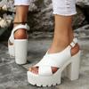 Fashion Fashion Fish Mouth Open Toes Coarse Heel Casual Sandal for Women 2025 Summer Versatile Comfortable Back Strap Chunky Cool Pumps