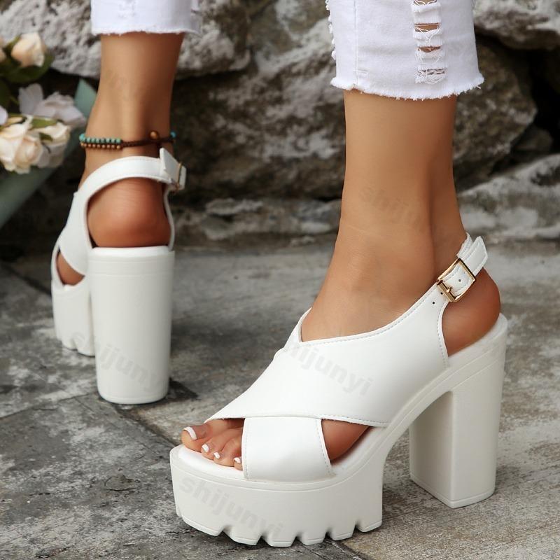 Fashion Fashion Fish Mouth Open Toes Coarse Heel Casual Sandal for Women 2025 Summer Versatile Comfortable Back Strap Chunky Cool Pumps