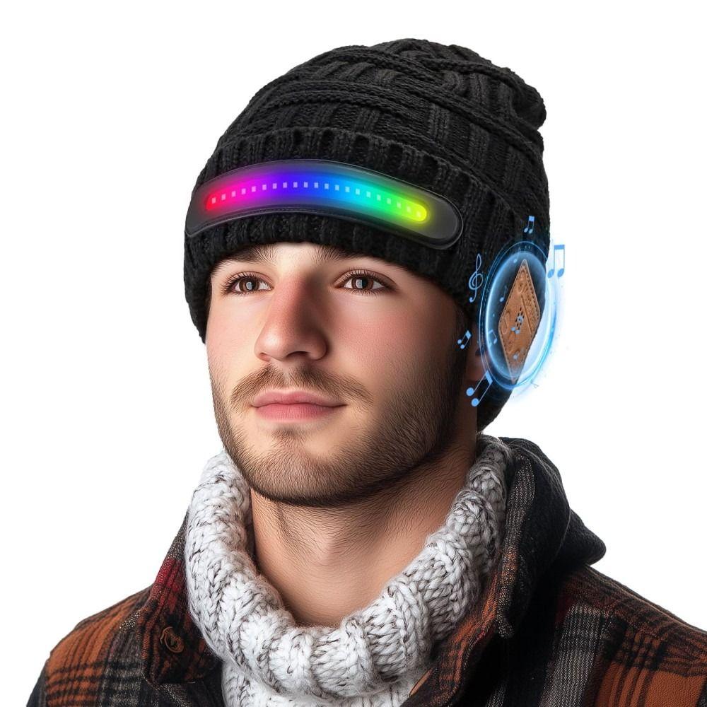 USB Rechargeable Bluetooth Music Knitted Hat Ear Protection Hat for Outdoor Cycling Skiing