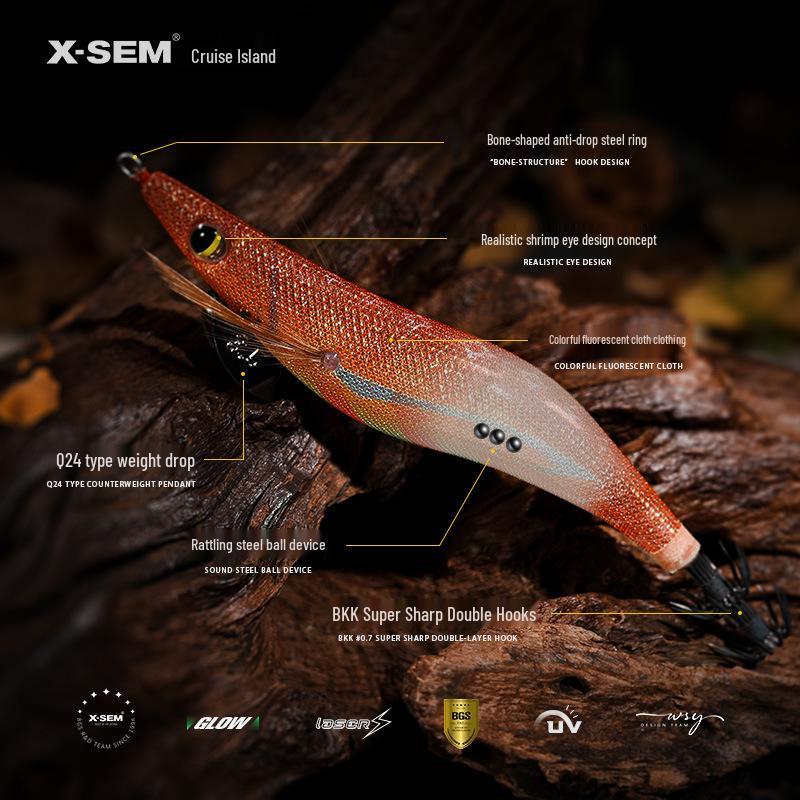 X-SEM Xunyu Luminous Squid & Octopus Soft Bait - B-G1 Shrimp Thread with Big Tail