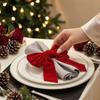 Festive Dining Table Accessories 6Pcs Velvet Bow Napkin Rings, Christmas Fabric Holders, Red Holiday Home Accents Green Rings for Dinner