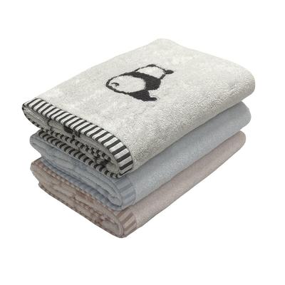 Imabari Handtuch-Bade-Set mit Panda Perfekt für und Kindergarten mit 3 Handtüchern, 3, Druck, 60x120cm, 100% Baumwolle, Hautfreundlich, Saugfähig, Flauschig, Kindertagesstätte,