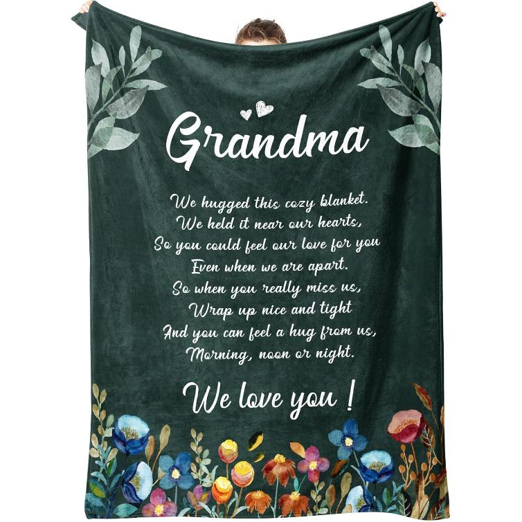 Afterprints Gifts for Grandma Blanket, Grandma Birthday Gifts, Mothers Day, Grandparents Day Present for Grandma from Granddaughter, We Love You Cozy