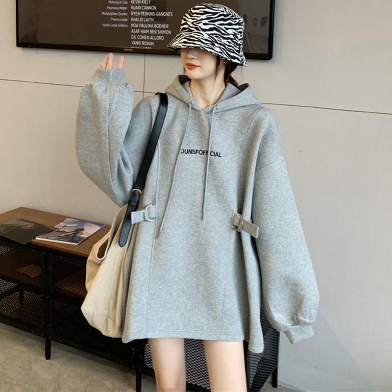 Women's catty sweater women's autumn and winter loose velvet thickened lazy wind hooded jacket