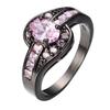 Black Gold KT Oval Zircon Ring Women's Ring Oval Ring White Black Jewelry Antique Women