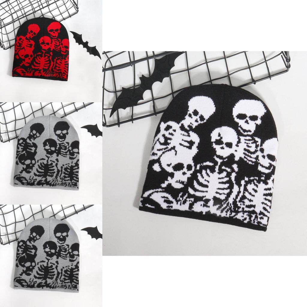 Fashionable Skull Design Knitted Cap With Warmth Function For Youth Urban Style