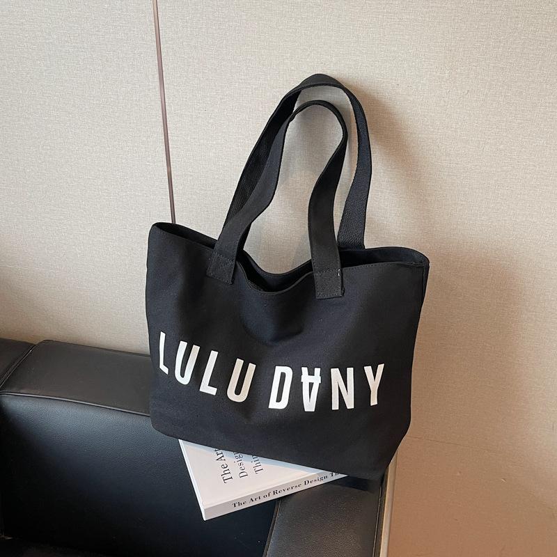 

Вэньи Фан Холщовая сумка Женская простая сумка через плечо Большая вместимость Сумка кроссбоди Холщовая сумка Студенческая сумка-тоут чёрный