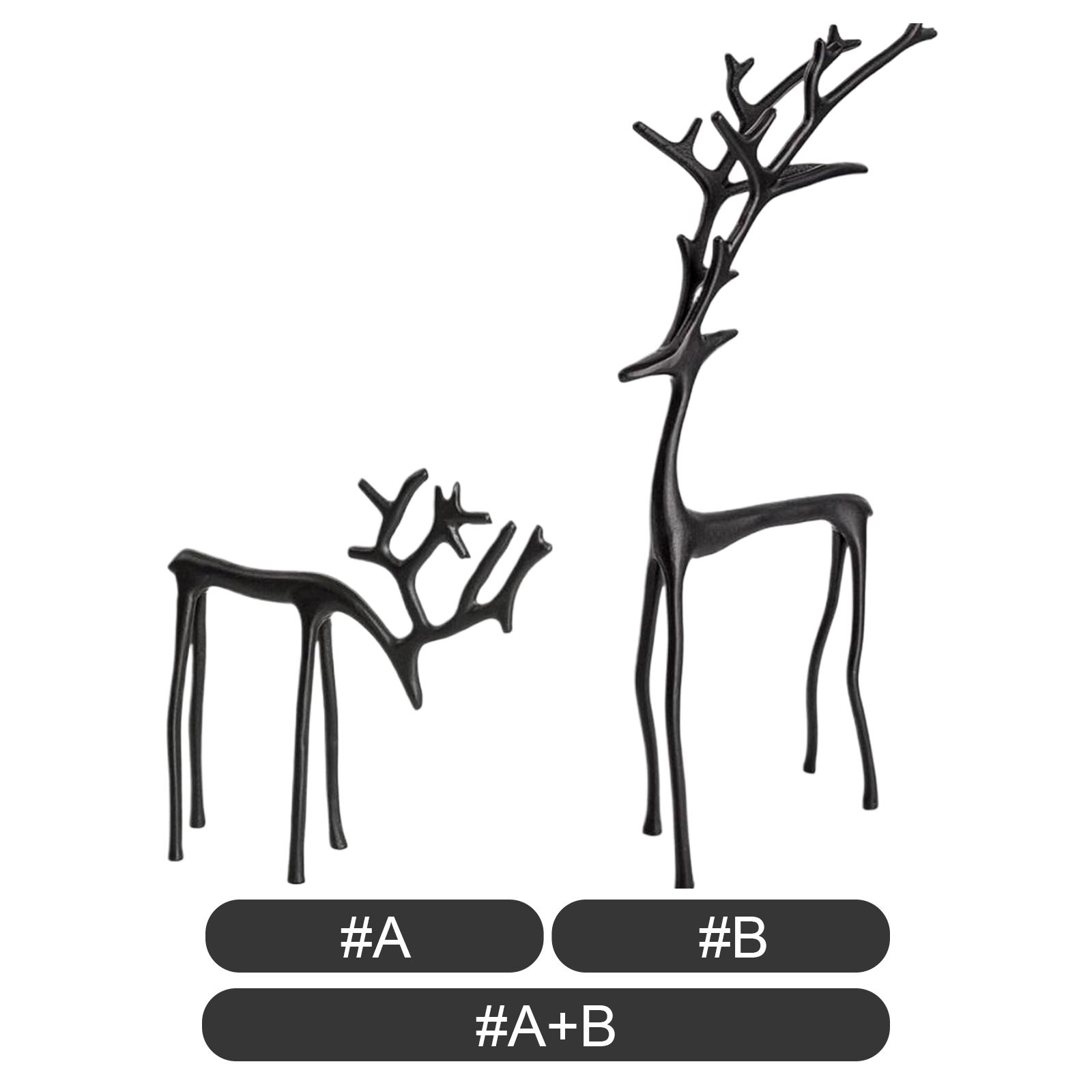 Black Reindeer Statues Modern Xmas Figurines Black Metal Elk Statues for Livingroom Bedroom Office Home Decor blu