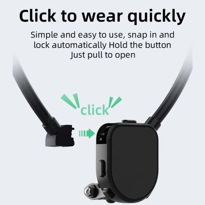 Neck Mount Holder Magnetic Quick Snap Camera Harness for 360 Action Camera Handsfree Action Recording, 360 Degree View