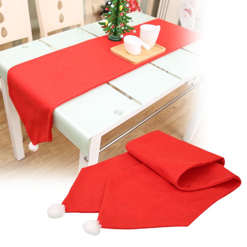 Vibrant Red Christmas Table Runner Christmas Decoration Nonwoven Fabric Tablecloth