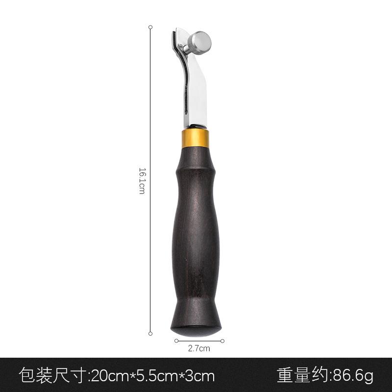 Adjustable Leather Edger Creaser Wooden Handle Stainless Steel Professional Press Skiving Tool for DIY Leather Craft
