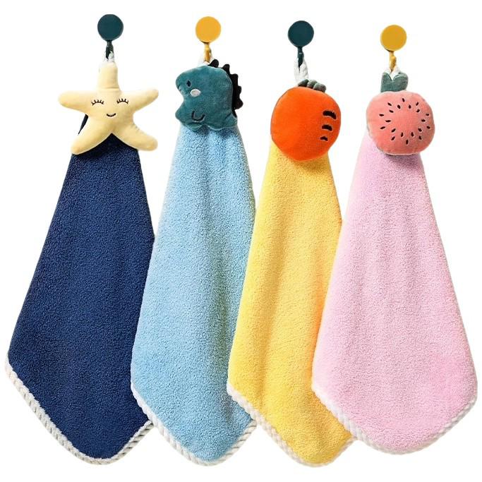Newcomer Exclusive 2-Piece Lint-Free Hanging Children's Hand Towels for Bathroom Use