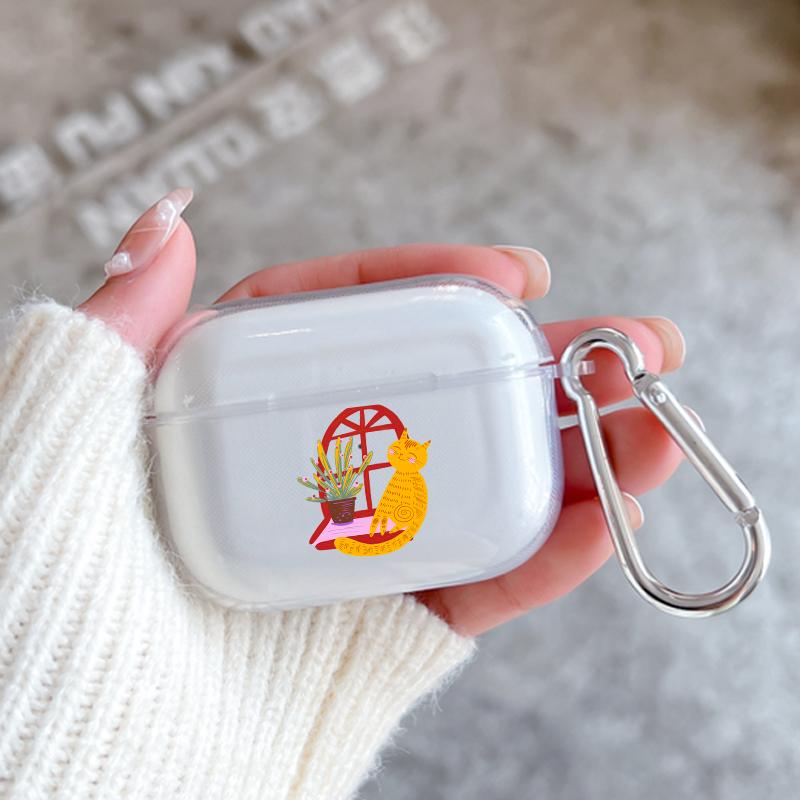Cartoon Cat Graphic Silicon Case For Apple Airpods 1 or 2 Shockproof Cover For AirPods 3 Pro Pro2 Transparent Earphone Protector